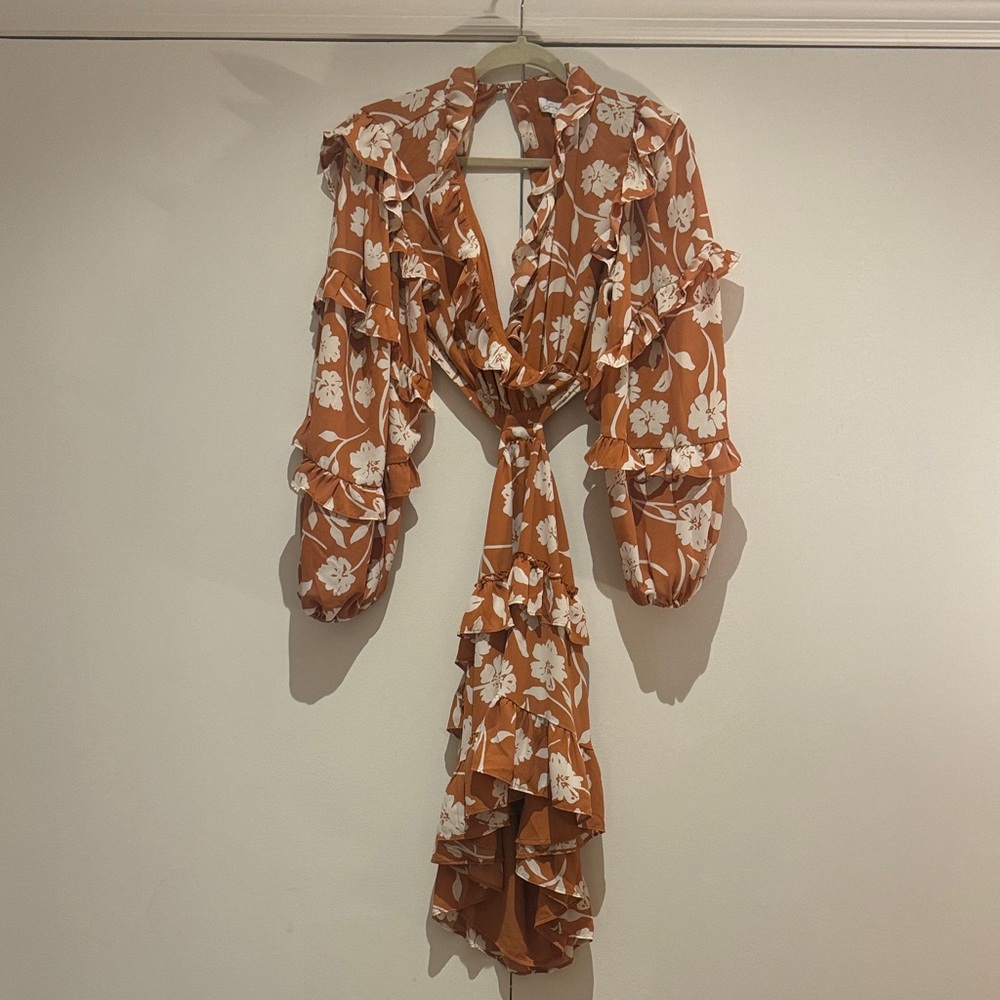 Sabo Skirt Floral Ruffle Wrap Dress